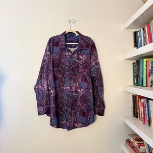 Robert Graham Purple Printed Button Down Shirt 3XL